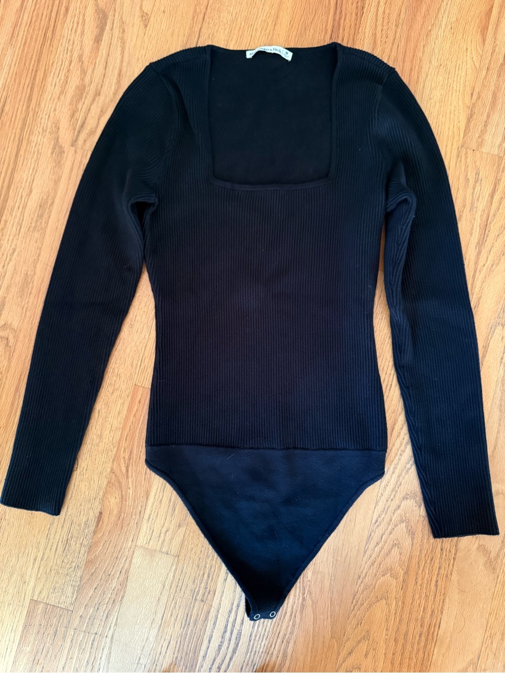 Abercrombie & Fitch Black Long-Sleeve Square Neck Sweater Bodysuit